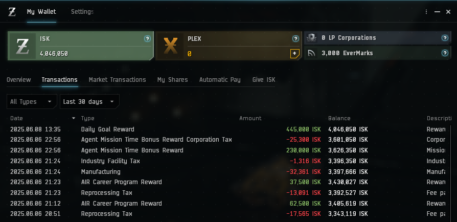 Copy transactions in-game